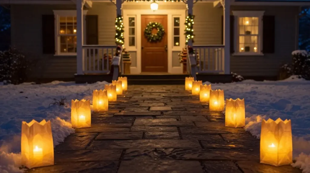 Christmas Luminaries Along the Walkway