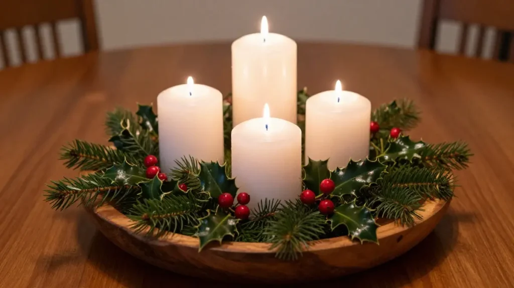 Classic Candle and Greenery Arrangement
