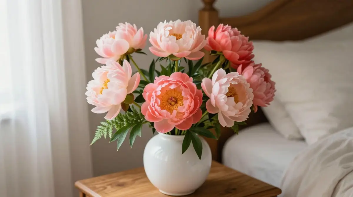 Colorful Peony Arrangements for the Bedroom