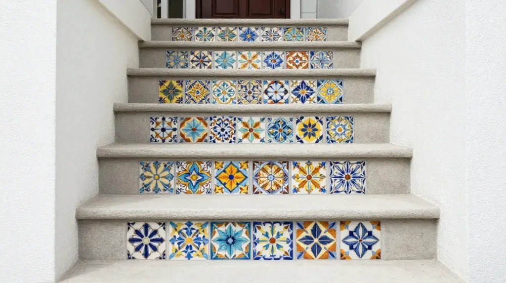 Concrete Steps With Decorative Tile Accents