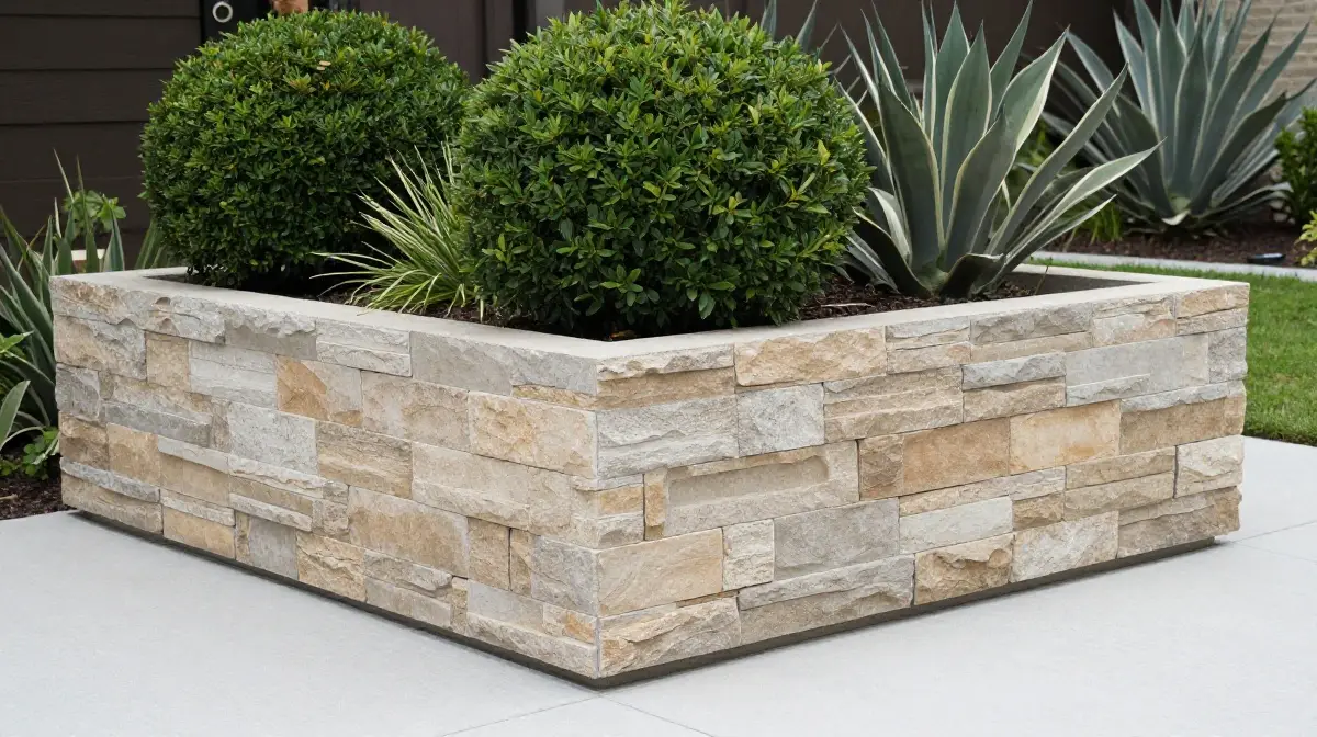 Concrete and Stone Finish Planter Boxes