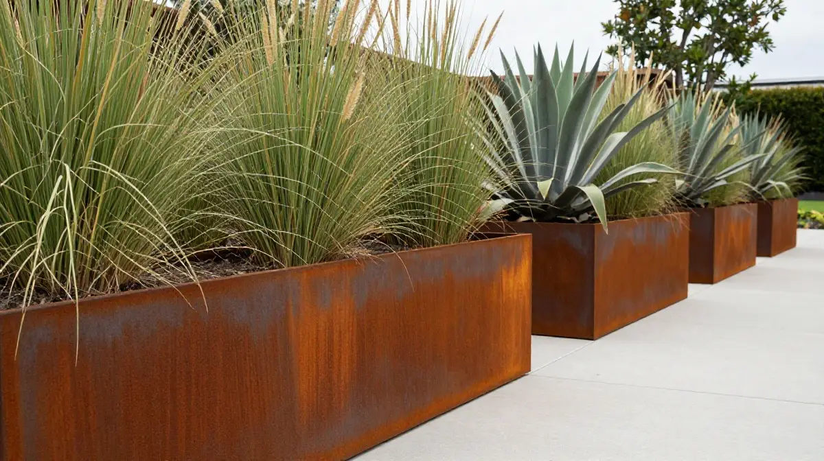Corten Steel Weathered Planter Boxes