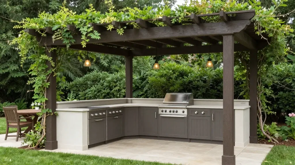 Covered Outdoor Kitchen with Pergola