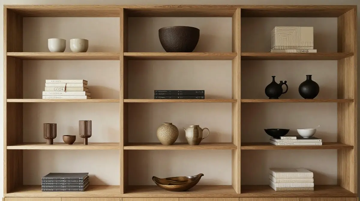 Create Balanced Vignettes Across Each Shelf