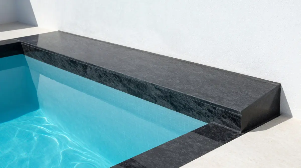 Dark Granite Coping for Bold Contrast