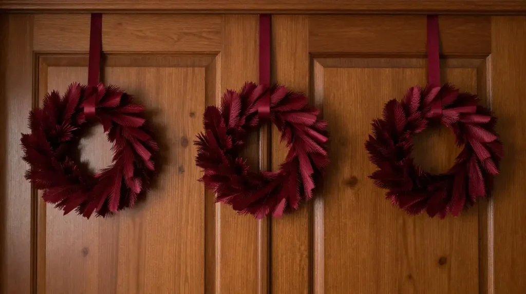 Dark Red Holiday Wreaths for Interior Doors