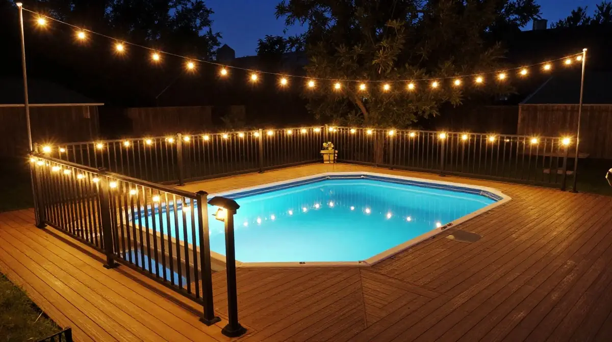 Deck with String Lights and Evening Ambiance