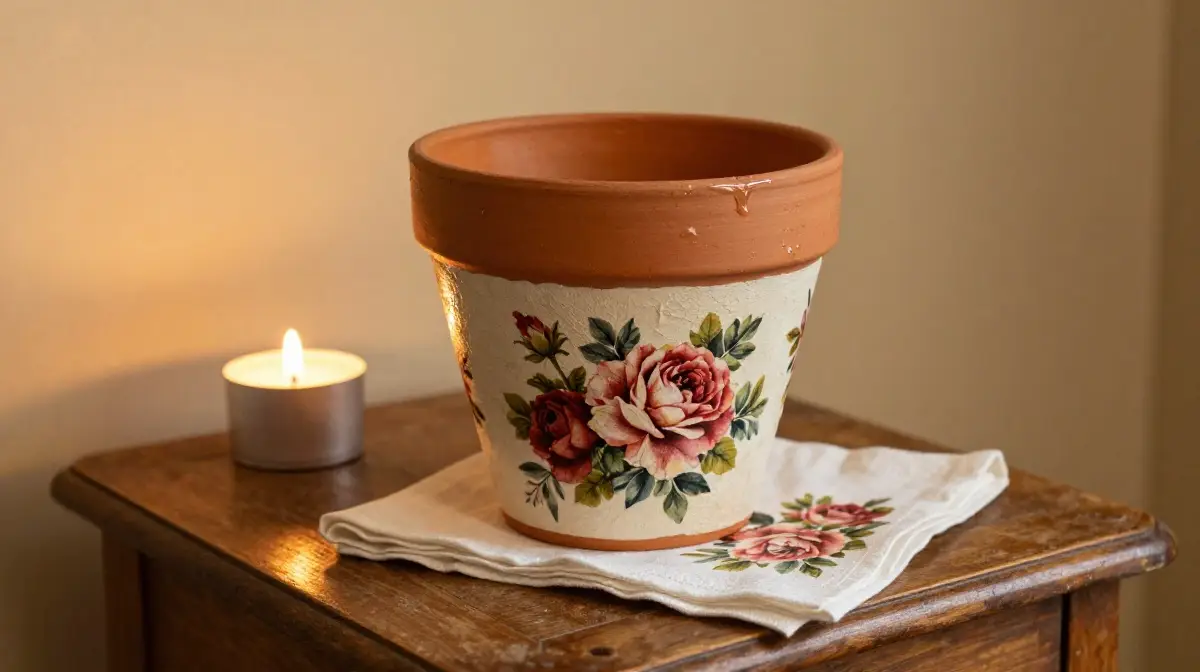 Decoupage and Napkin Technique for Textured Artisan Pots