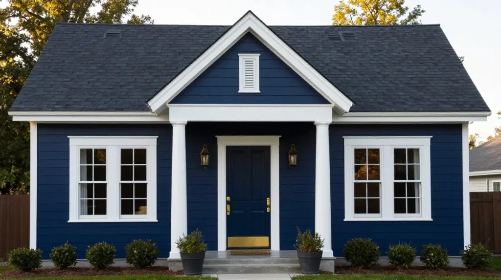 Deep Navy Blue House Exterior