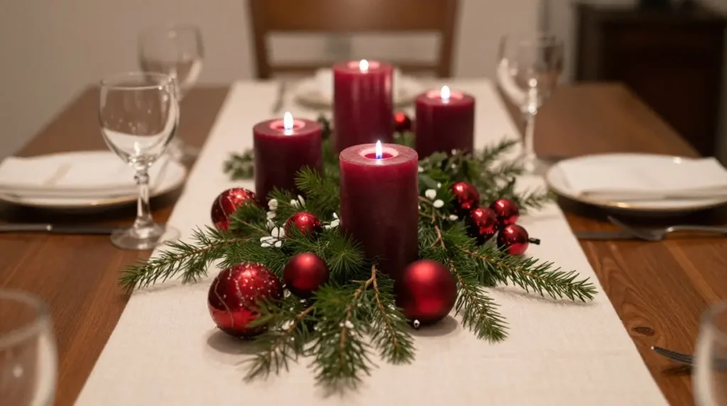 Deep Red Table Centerpiece for Holiday Dining