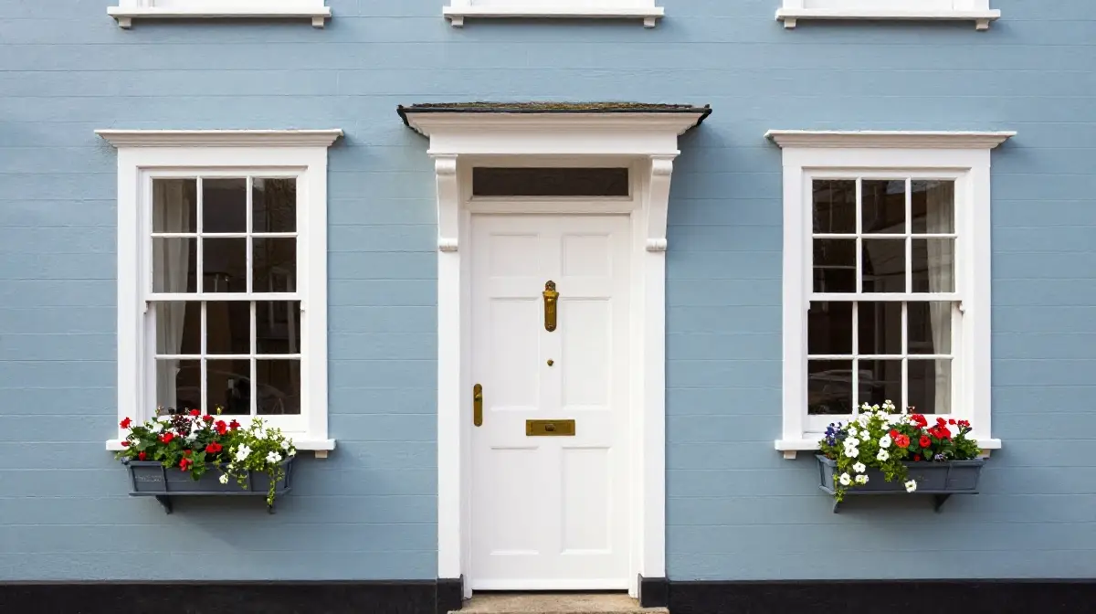 Dusty Blue with White