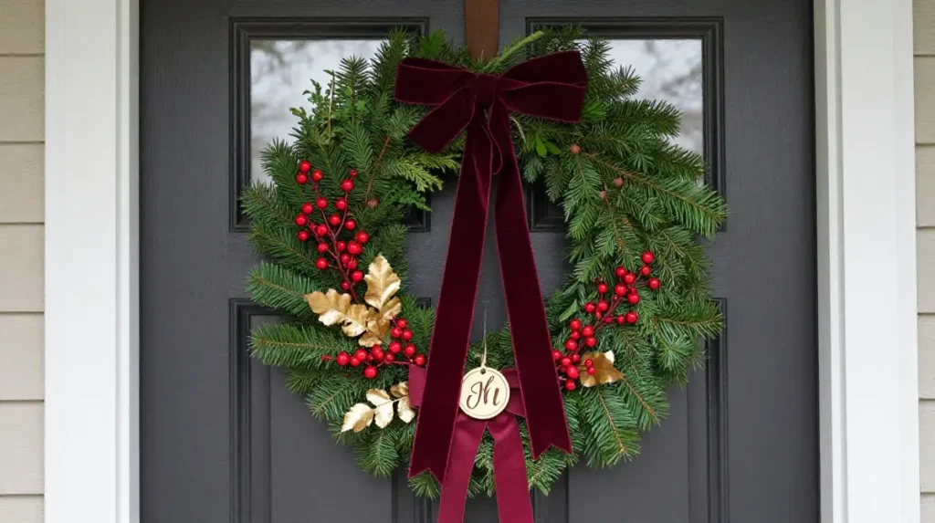 Elegant Burgundy Wreath for the Front Door
