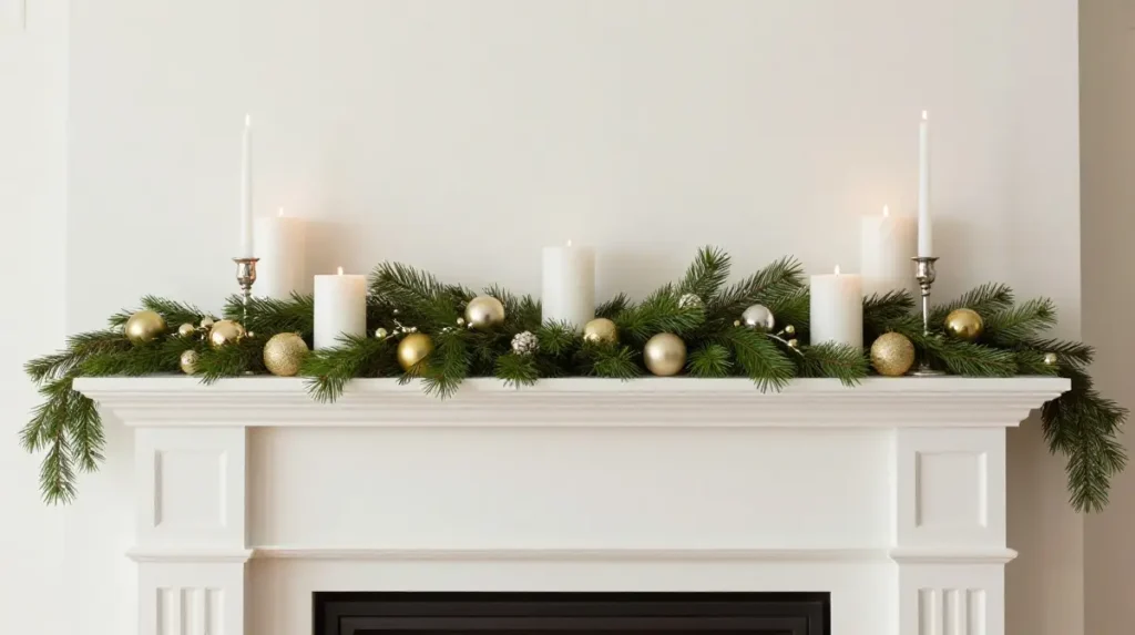 Elegant Candle and Greenery Mantel Display