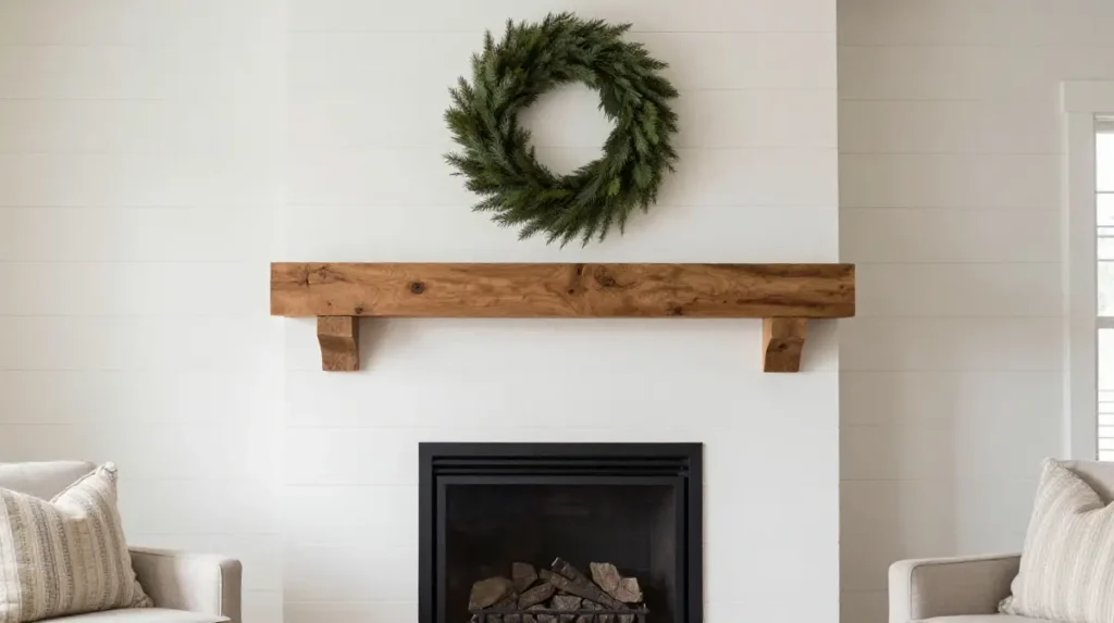 Farmhouse Fireplace with Shiplap Wall