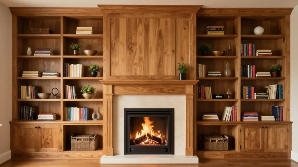 Fireplace with Bookshelf Integration