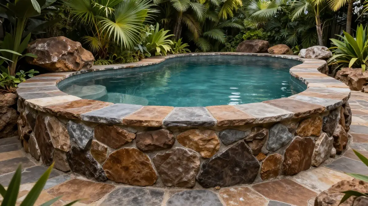Flagstone Coping for a Rustic Organic Edge