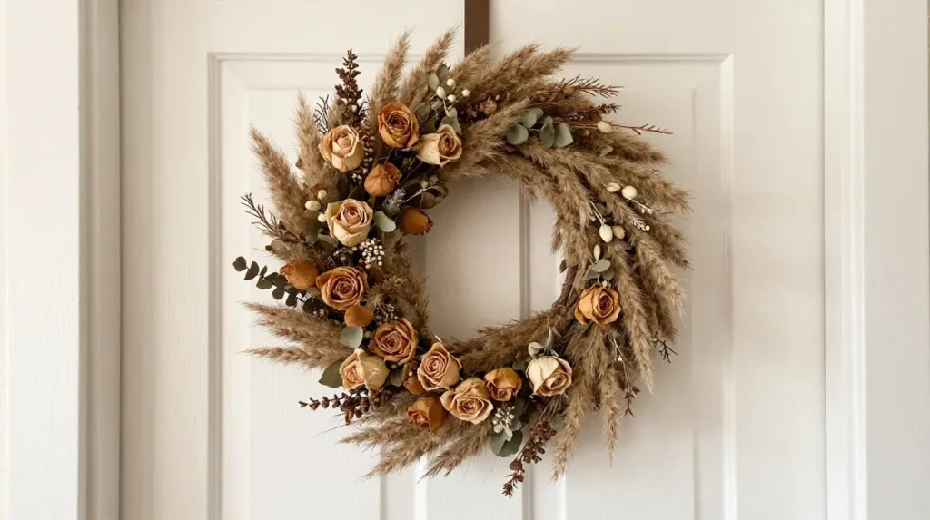 Floral Christmas Wreath With Dried Blooms