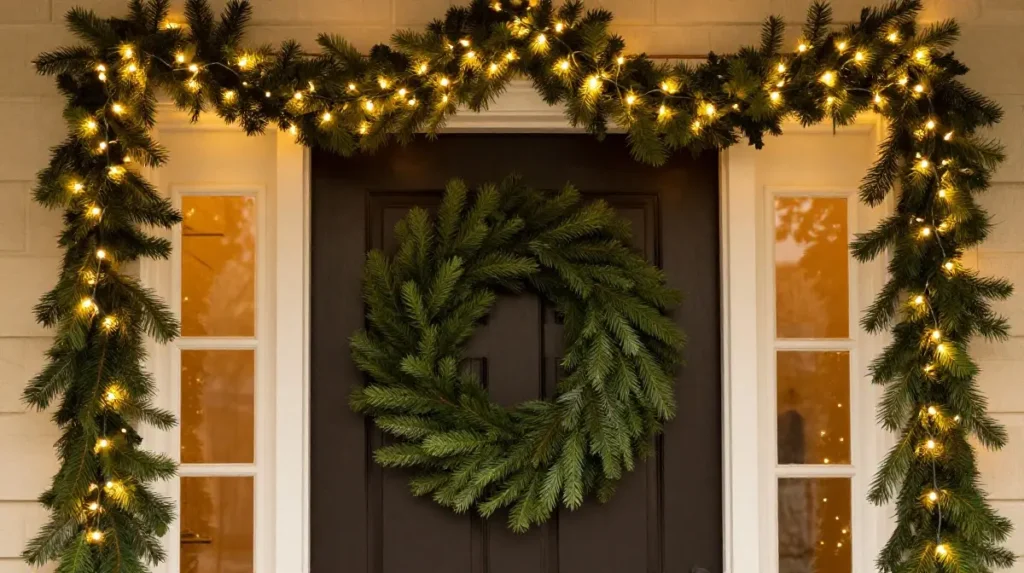 Garland and Wreath Door Combination