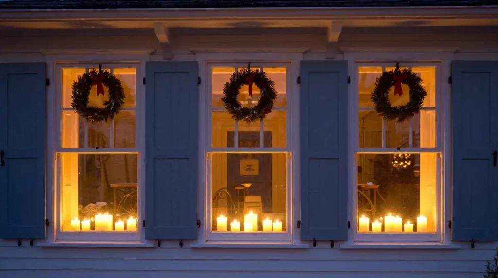 Holiday Window Decorations from Outside