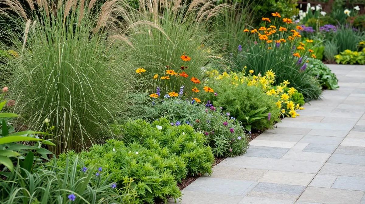 Incorporate a Charming Garden Bed Along the Walkway