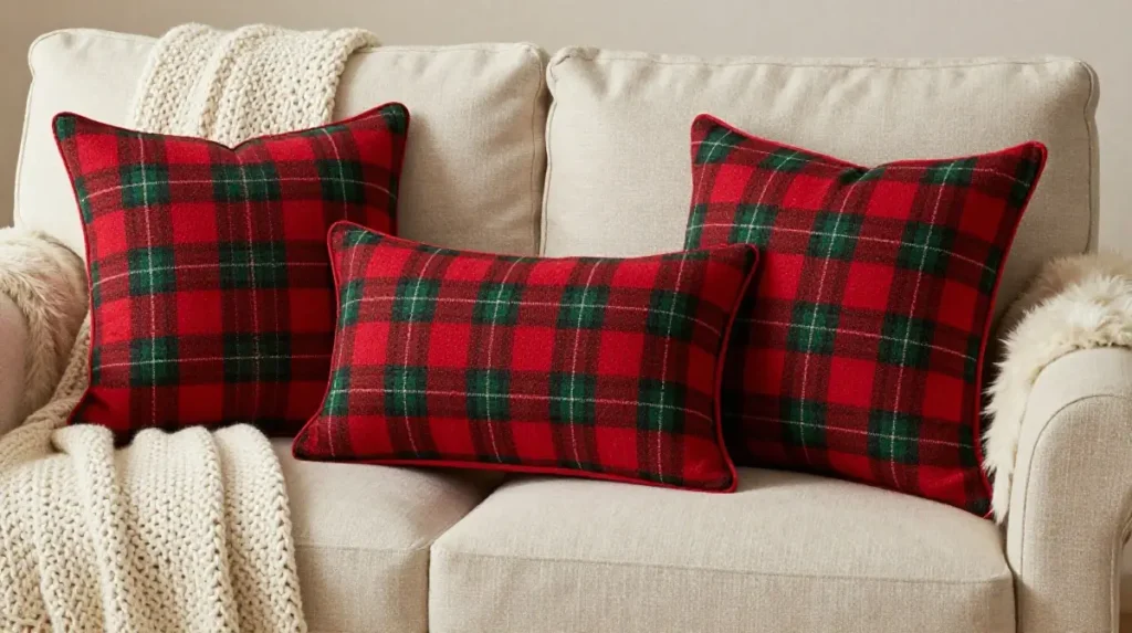 Layer Festive Throw Blankets and Christmas Cushion Covers