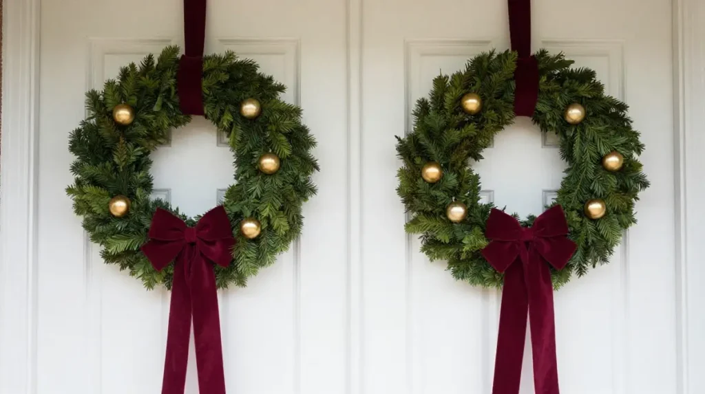 Layered Wreaths for Double Doors