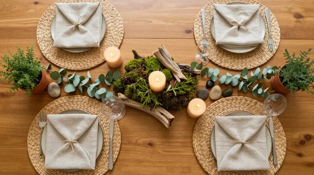 Layering Textures for a Cohesive Nature Themed Table