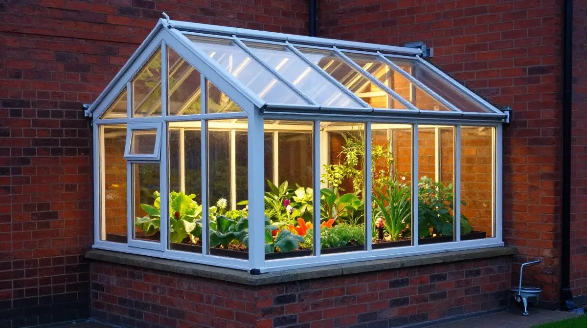 Lean-To Layout for Attaching a Greenhouse to an Existing Building