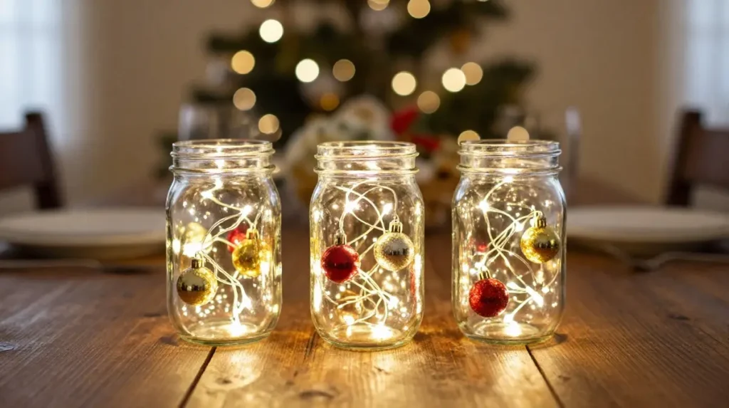 Mason Jar Centerpiece with Twinkle Lights