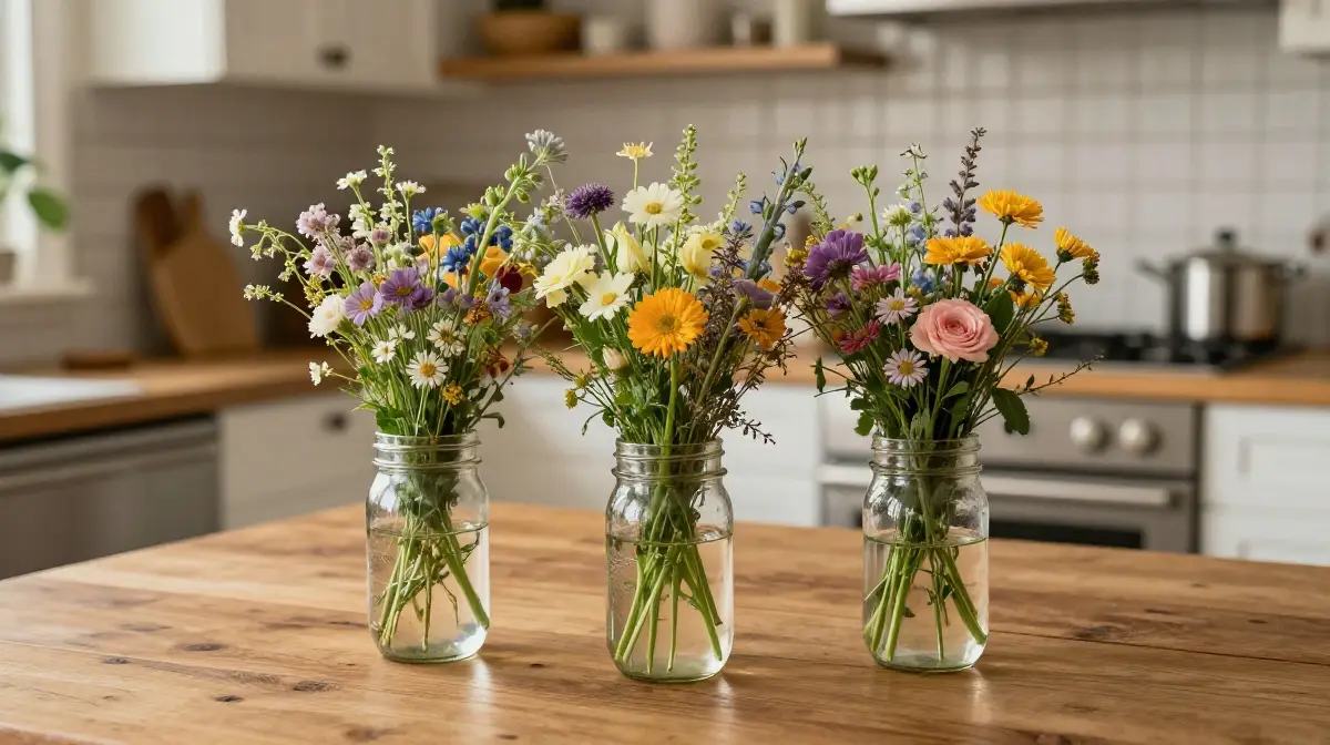 Mason Jar Flower Arrangements for Casual Everyday Decor