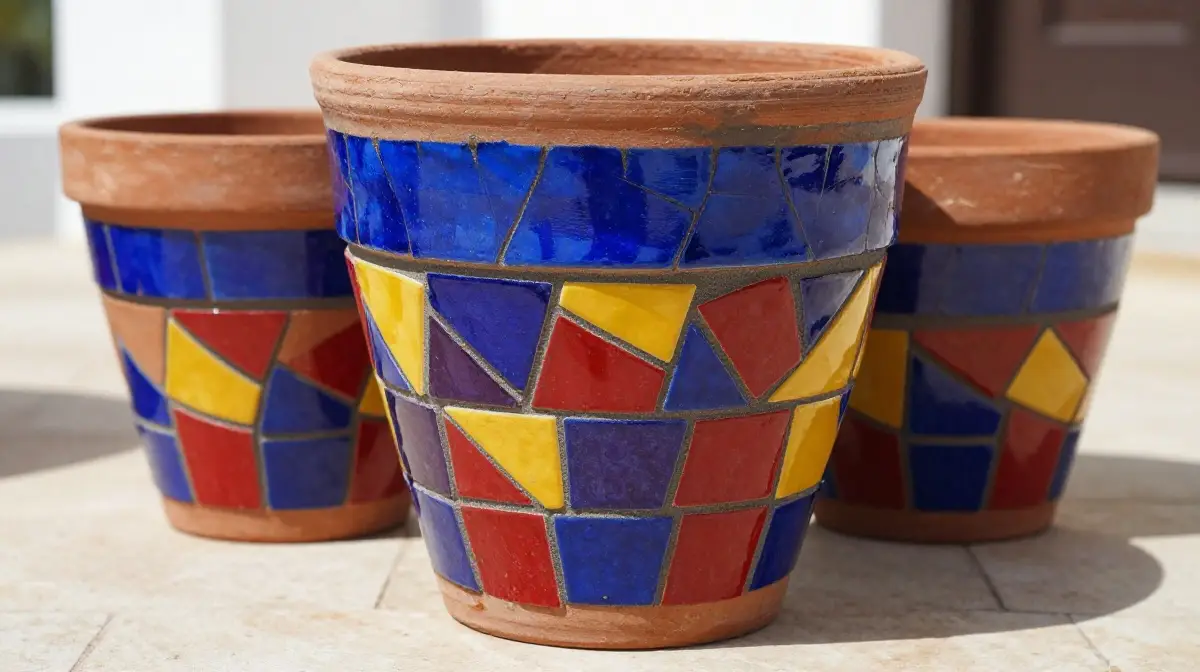 Mosaic-Effect Pots for Colorful Artistic Detail