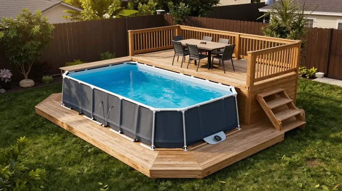 Multi-Level Above Ground Pool Deck Design