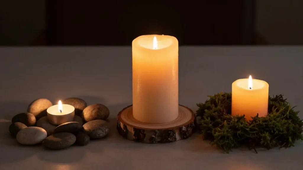 Natural Candle Holder Ideas Using Found Materials