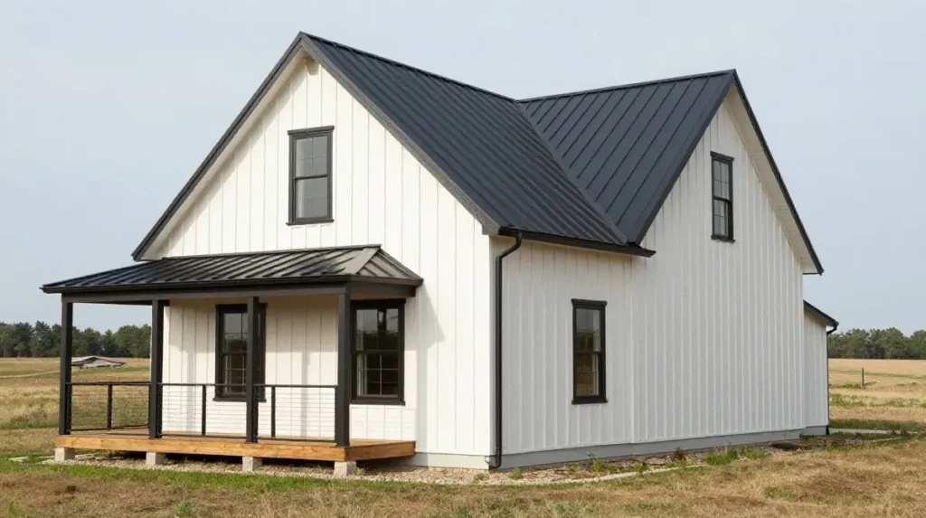 Off-White Farmhouse With Dark Accents