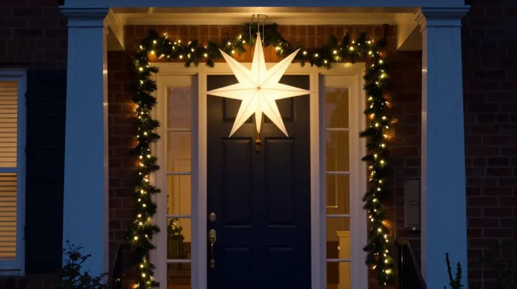 Outdoor Christmas Star Above the Door