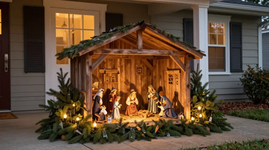 Outdoor Nativity Scene as a Porch Focal Point