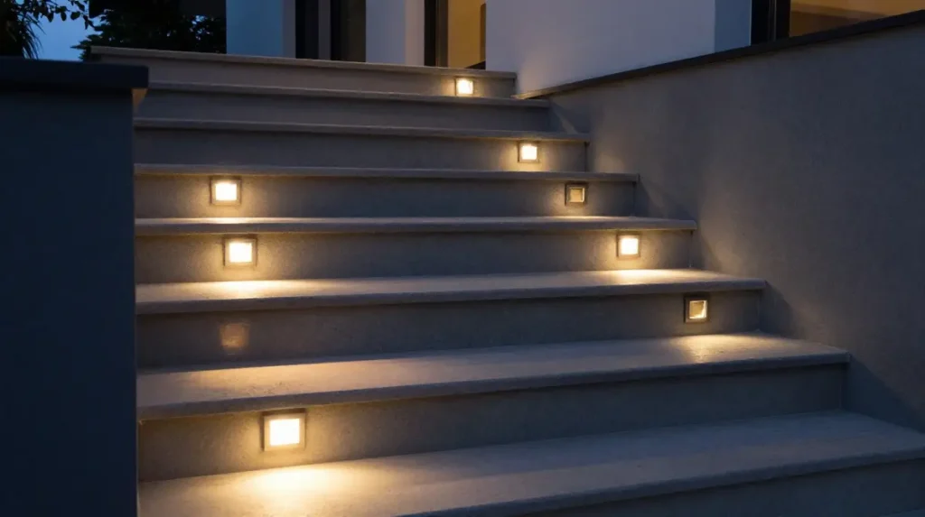 Outdoor Stairs With Built-In Step Lighting