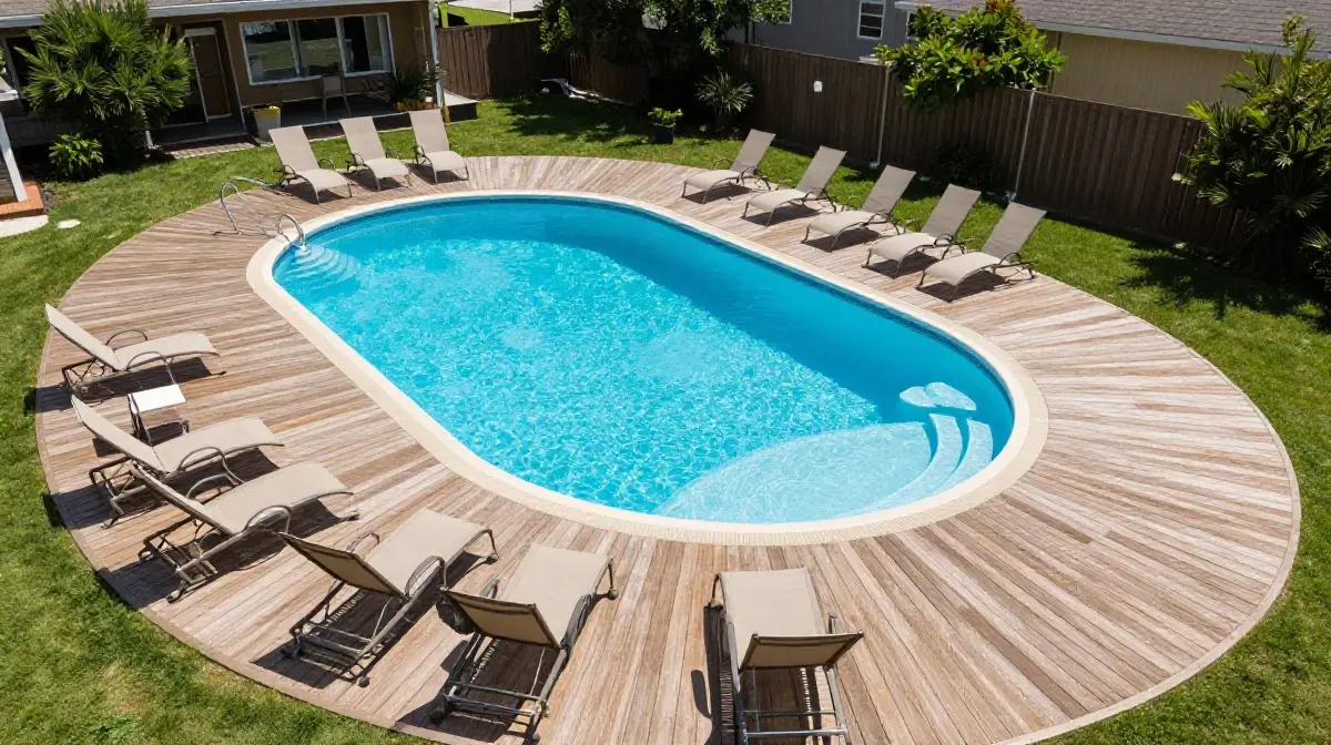 Oval Pool Deck Ideas for Larger Backyards