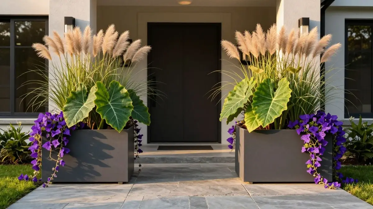 Oversized Statement Planter Boxes as Focal Points