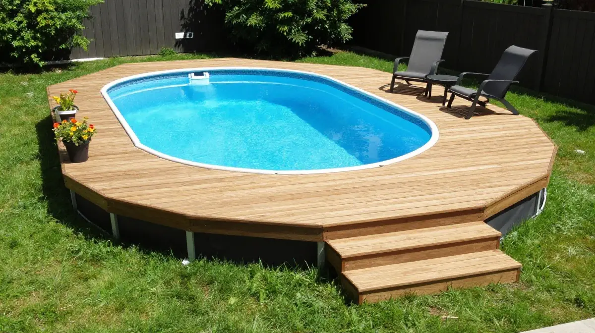 Partial Above Ground Pool Deck for Small Backyards