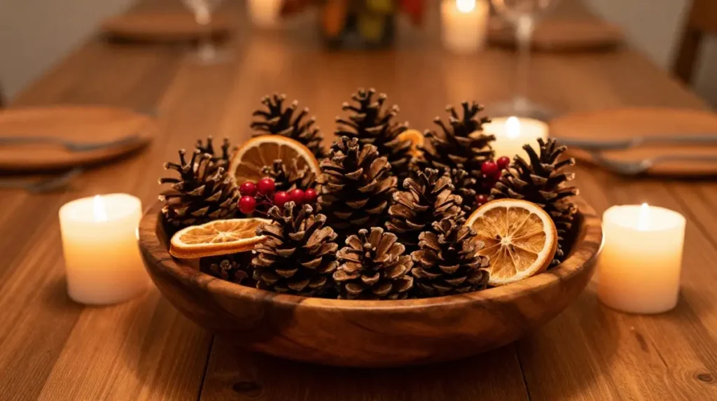 Pinecone Table Centerpiece for Autumn and Winter