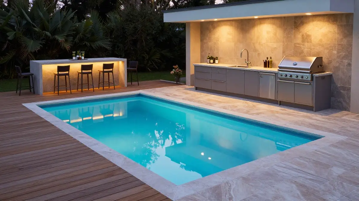 Pool and Outdoor Kitchen Combinations