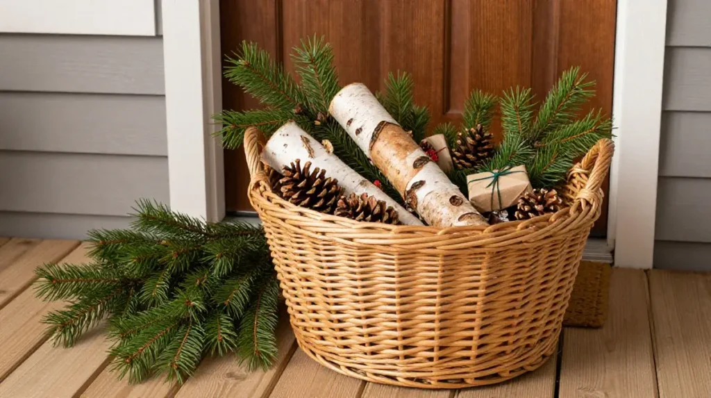 Porch Baskets Filled With Seasonal Textures