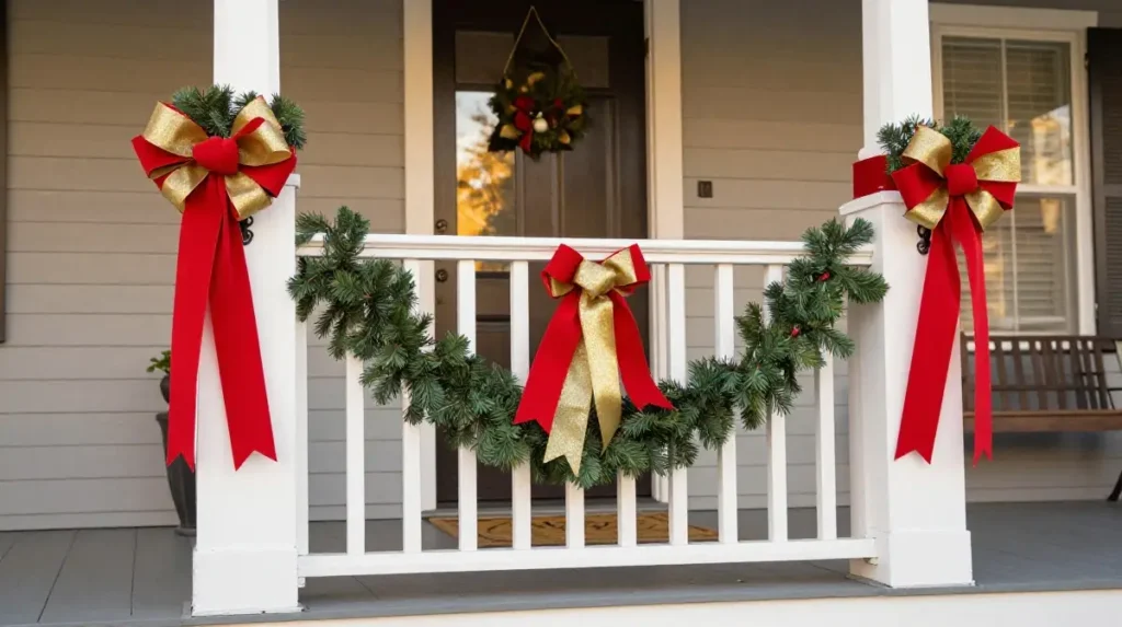 Ribbon and Bow Accents Throughout the Porch