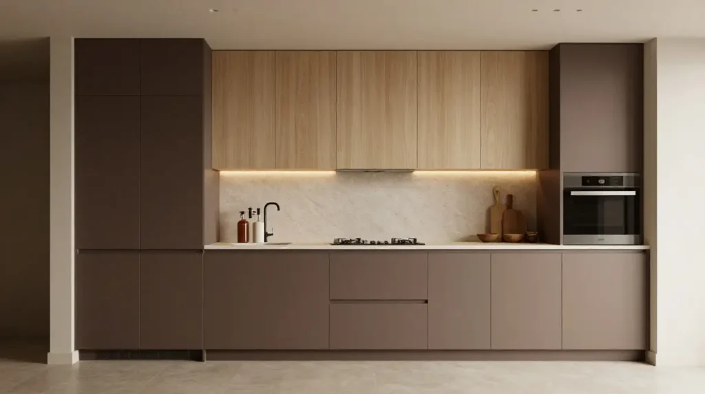Soft Mocha Kitchen for a Grounded Space