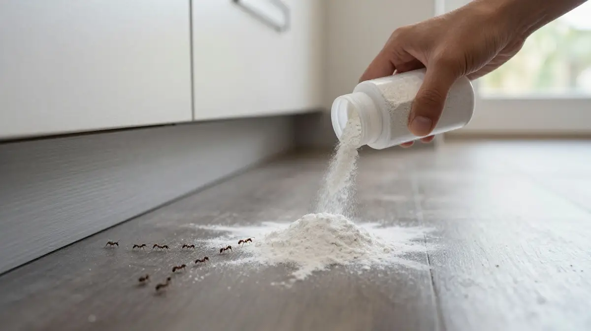 Sprinkle Diatomaceous Earth Along Ant Pathways