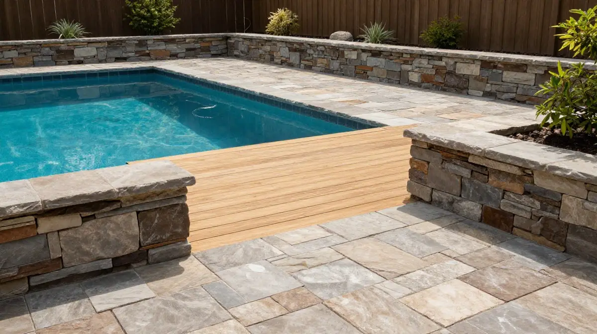 Stone or Paver Surround Combined with Deck Platform
