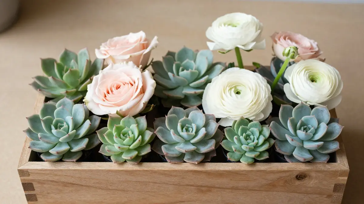 Succulent and Flower Combination Arrangements