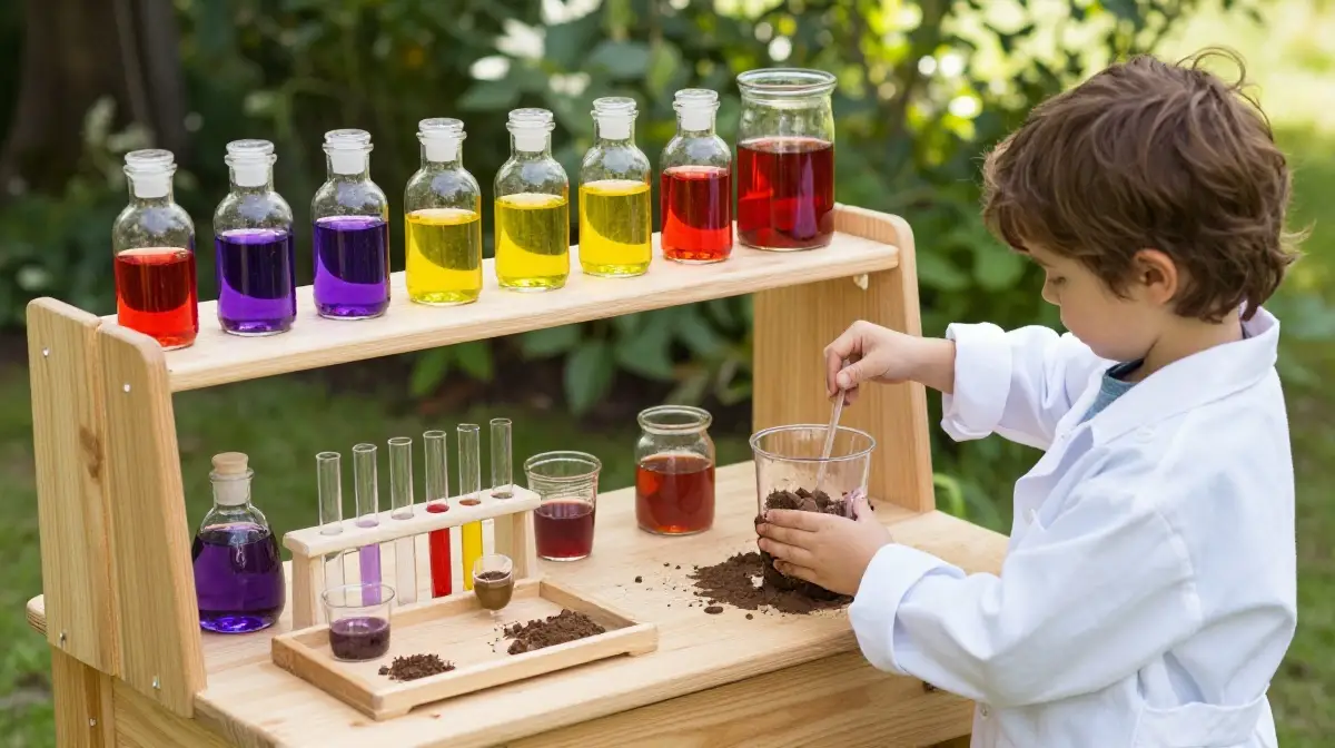 The Mud Kitchen Setup with a Potions and Science Station