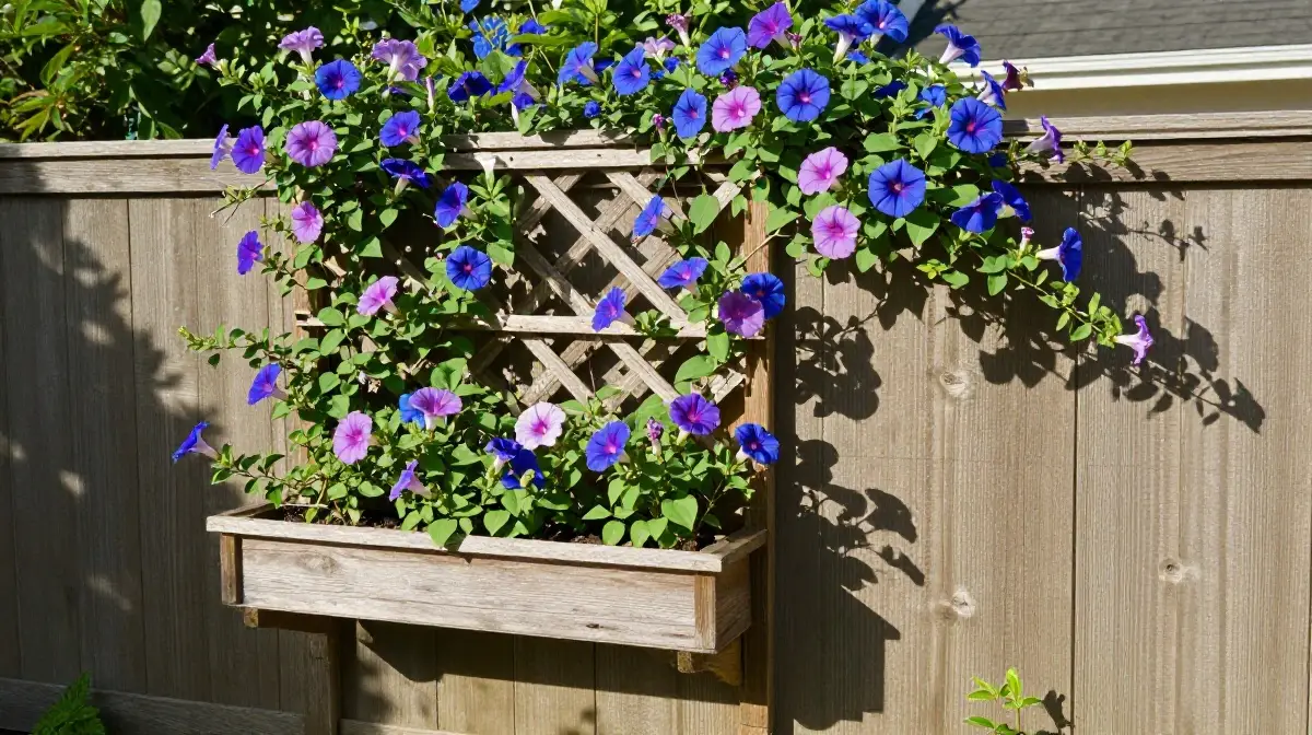 Trellis-Attached Planter Boxes for Climbing Plants